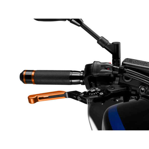 Puig Extendable Folding V3 Brake (Orange Extender With Blue Selector) Black